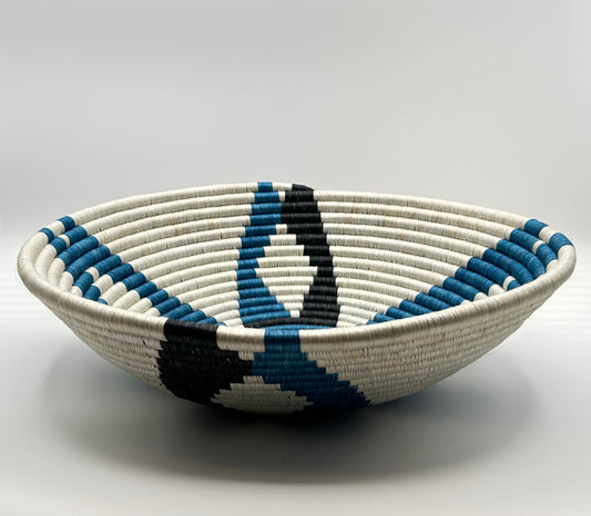 Bakuli Handwoven Bowl - Black, Blue ,White - Large