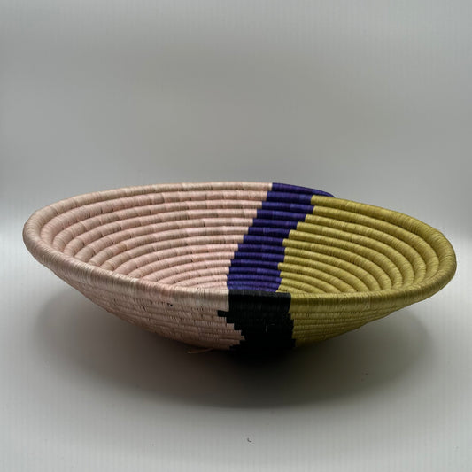 Bakuli Handwoven Bowl -Pink & Yellow - Large