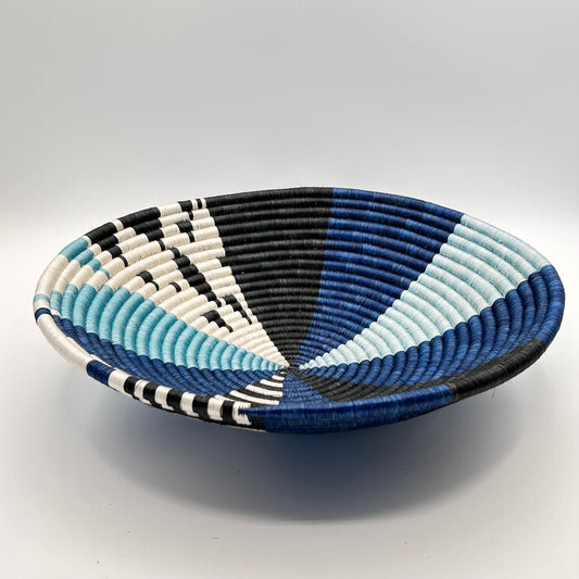 Bakuli Handwoven Bowl - Blue & Black - Large