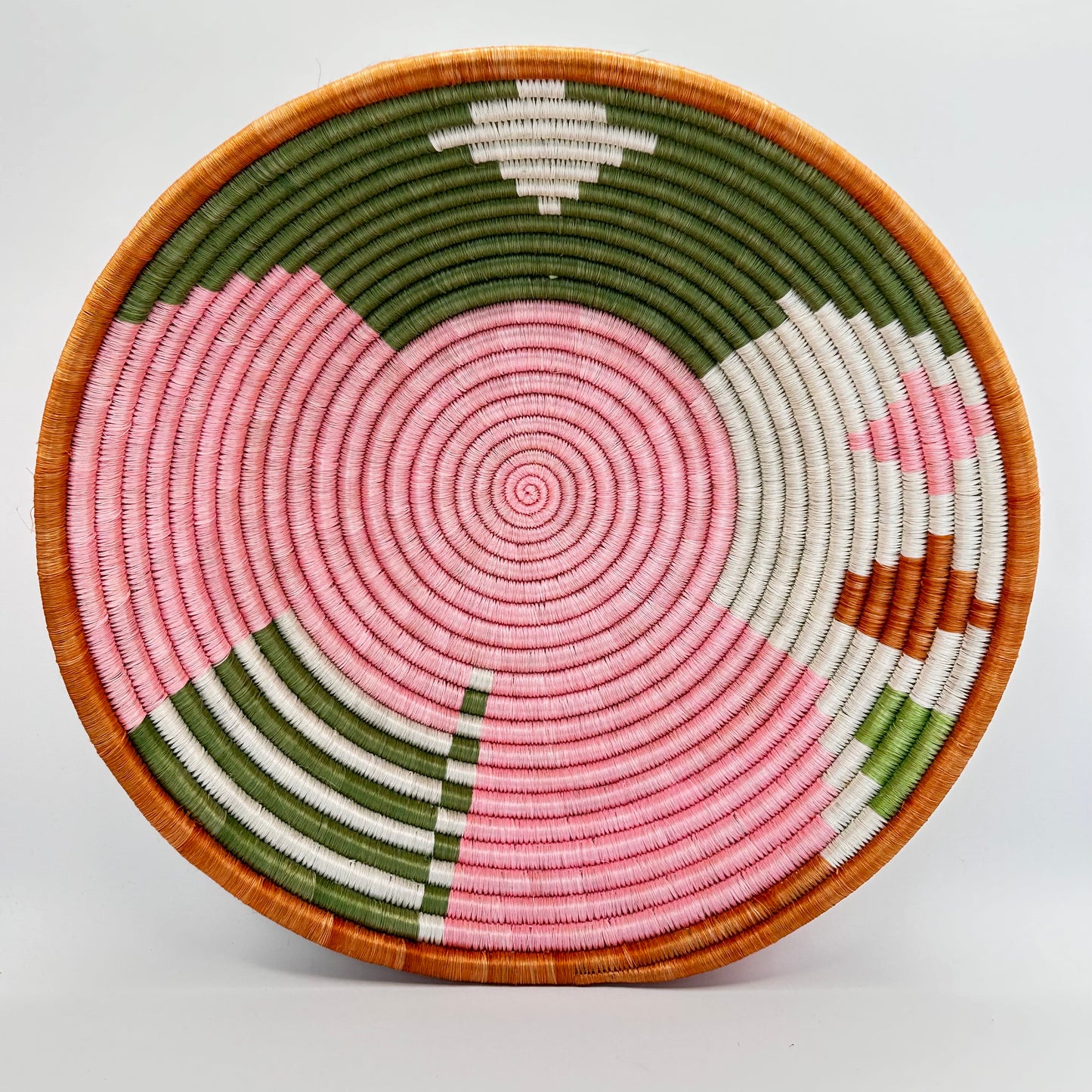 Bakuli Handwoven Bowl - Pink & Green - Large