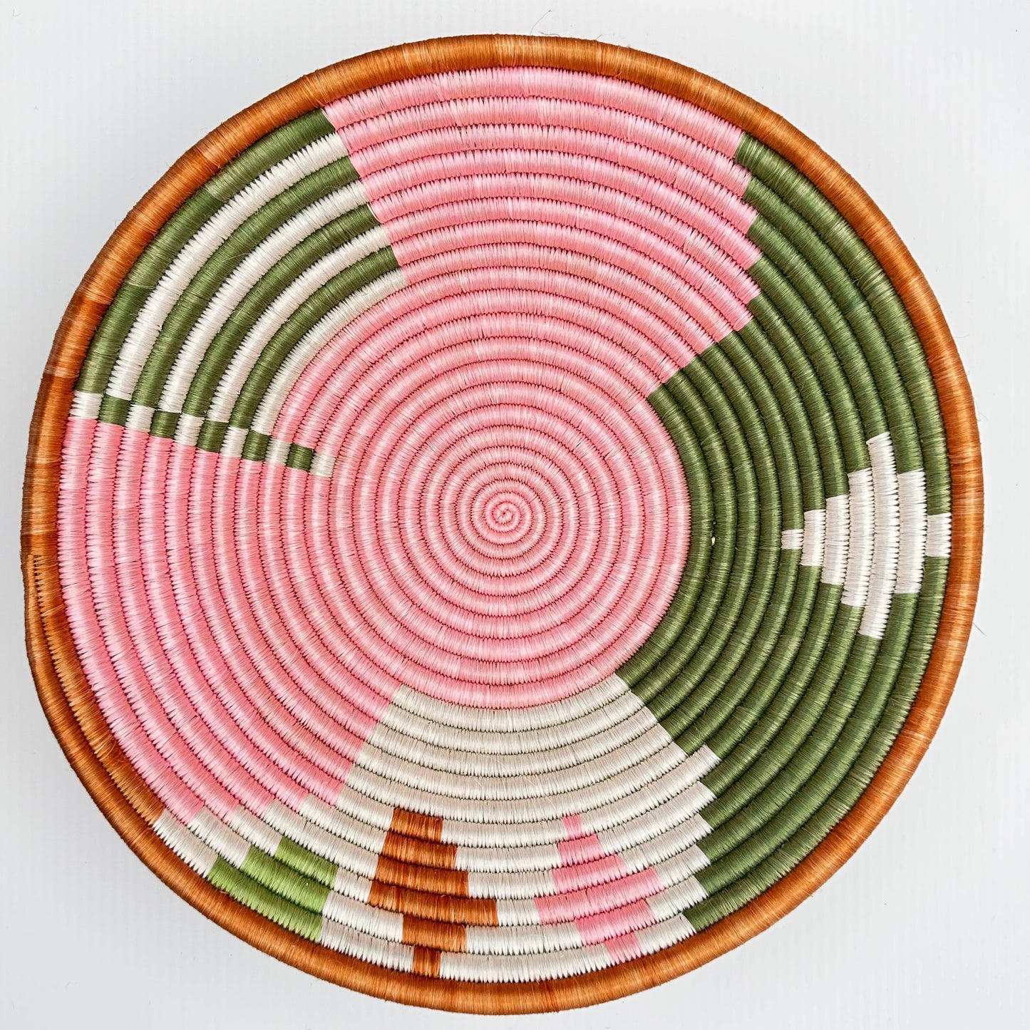 Bakuli Handwoven Bowl - Pink & Green - Large