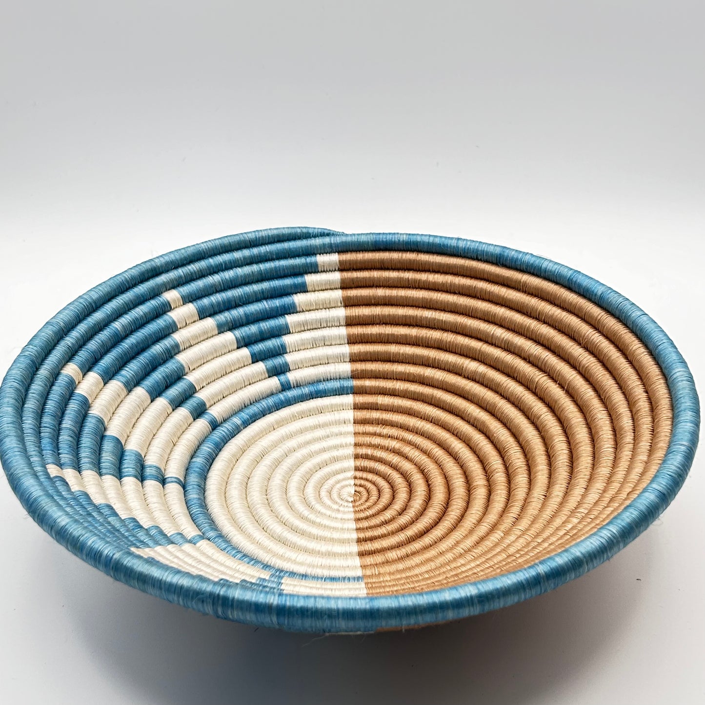 Bakuli Handwoven Bowl -Semi Brown & Blue Medium