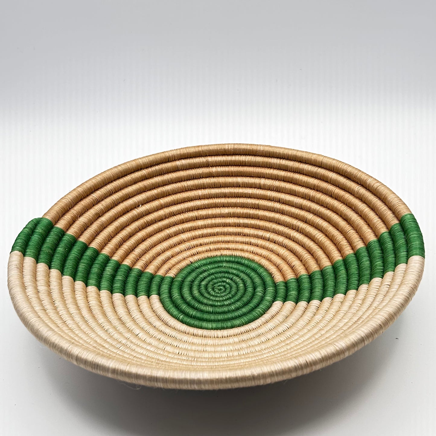 Bakuli Handwoven Bowl - Green & Beige - Medium