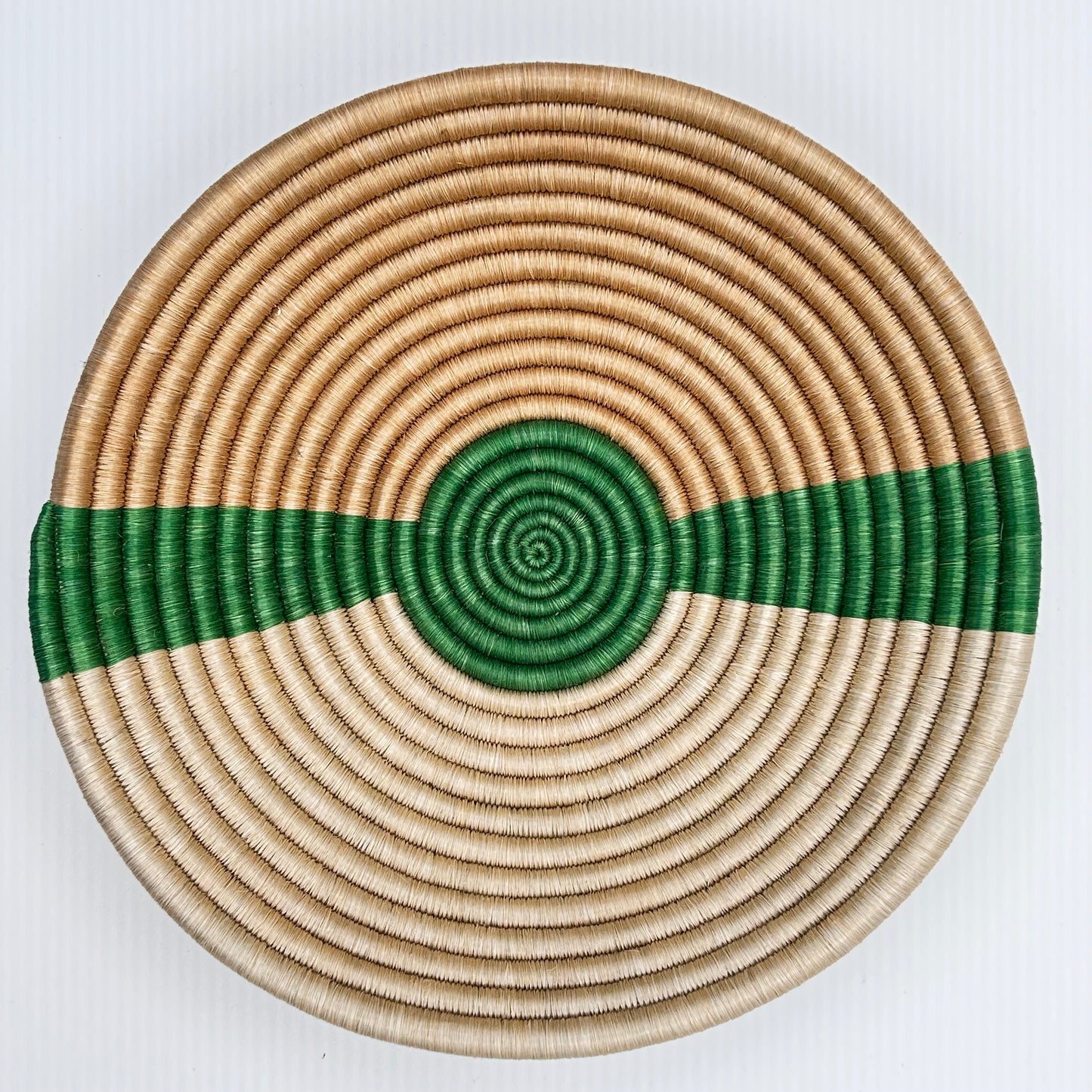 Bakuli Handwoven Bowl - Green & Beige - Medium