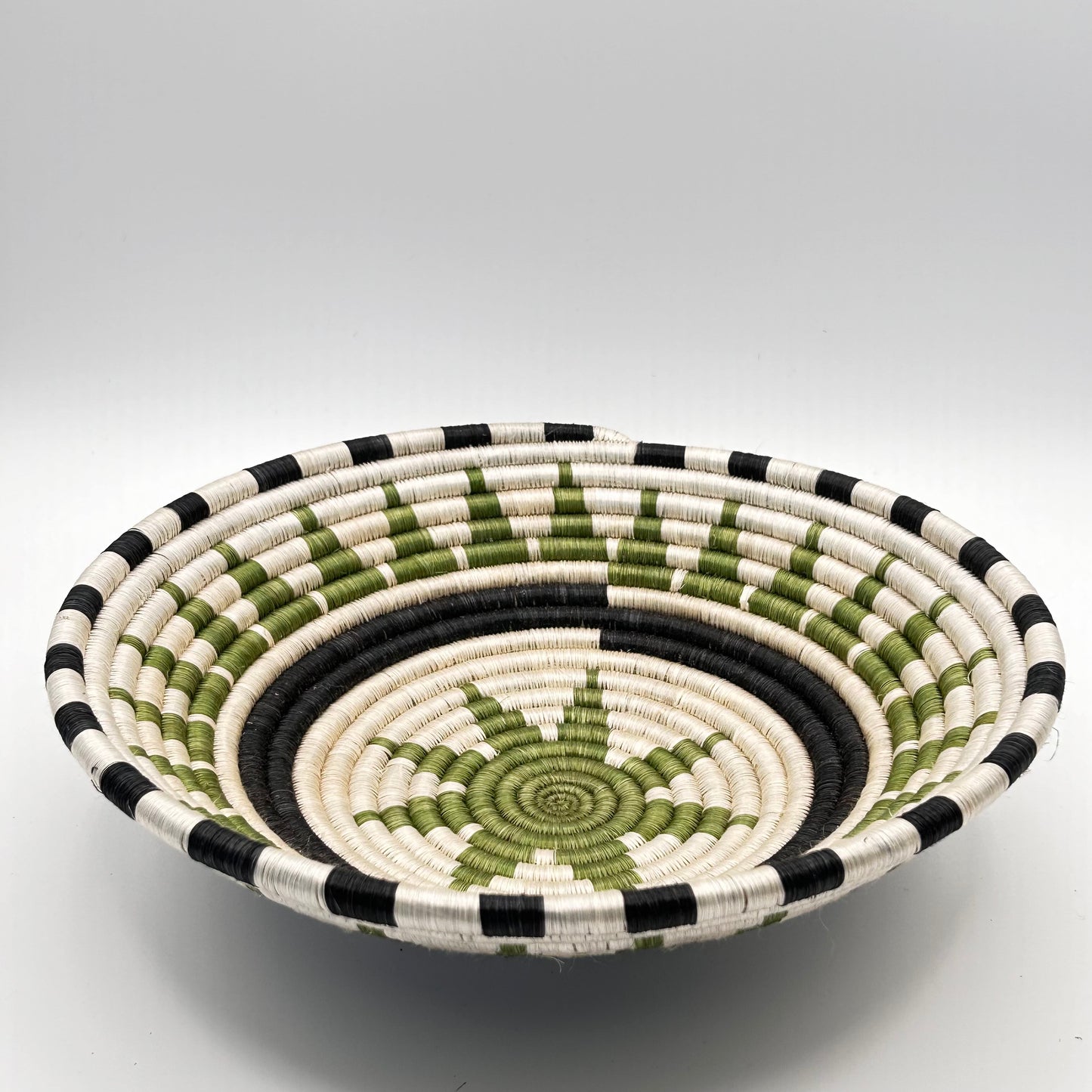 Bakuli Handwoven Bowl - Green, White, Black - Medium