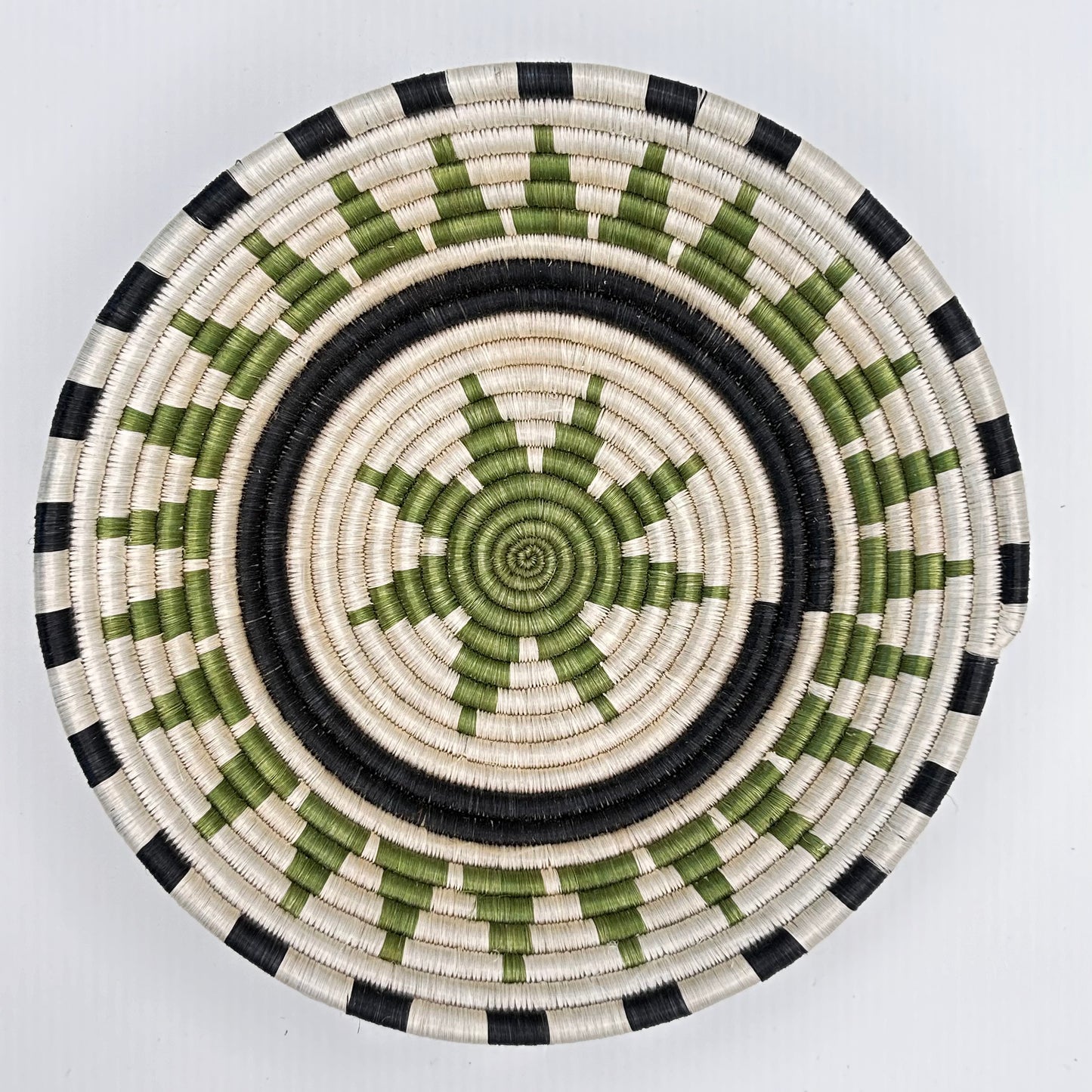 Bakuli Handwoven Bowl - Green, White, Black - Medium