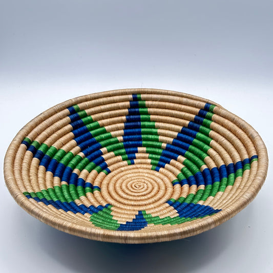 Bakuli Handwoven Bowl - Blue & Green - Medium