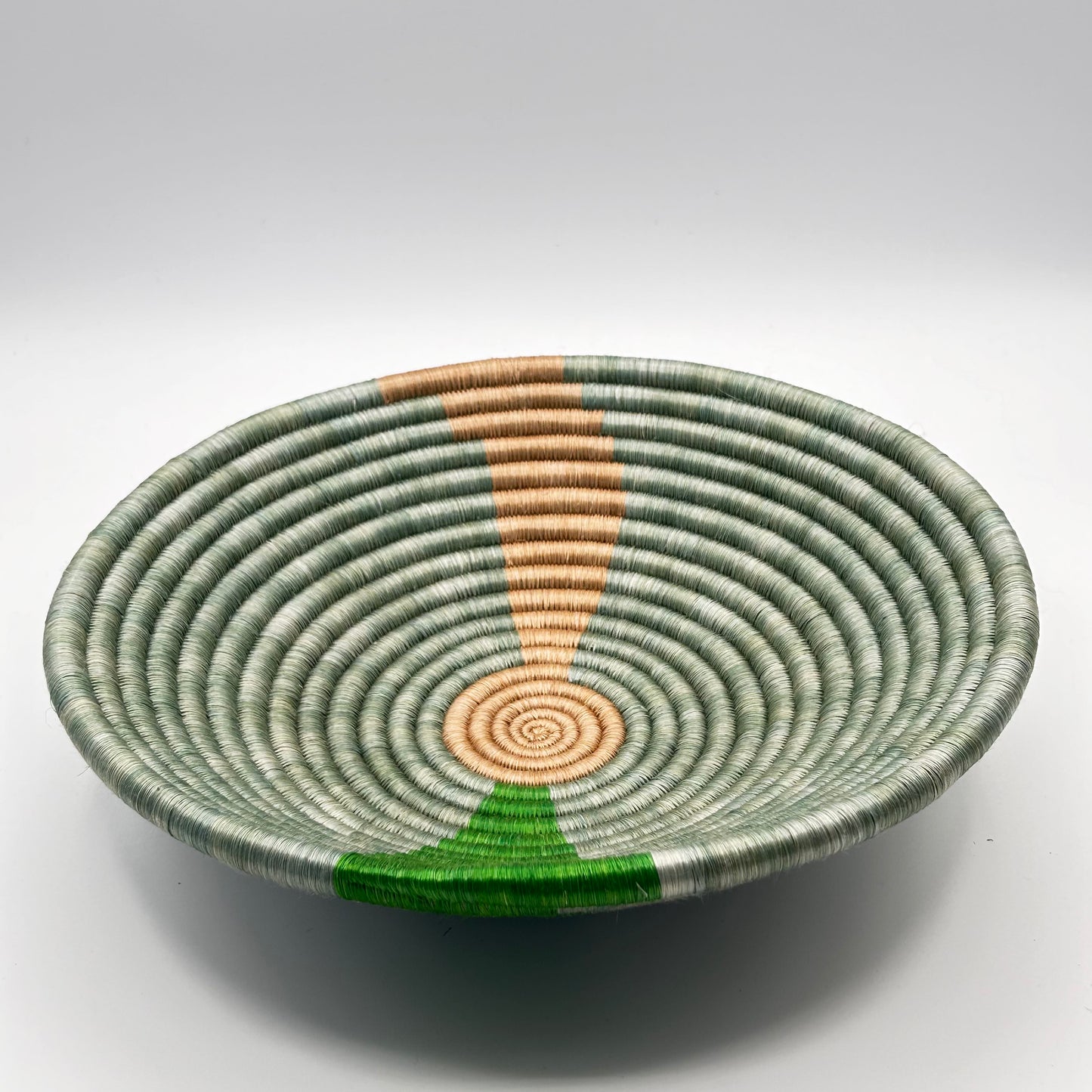 Bakuli Handwoven Bowl - Green & Beige - Medium