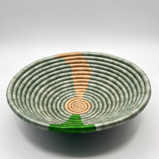 Bakuli Handwoven Bowl - Green & Beige - Medium