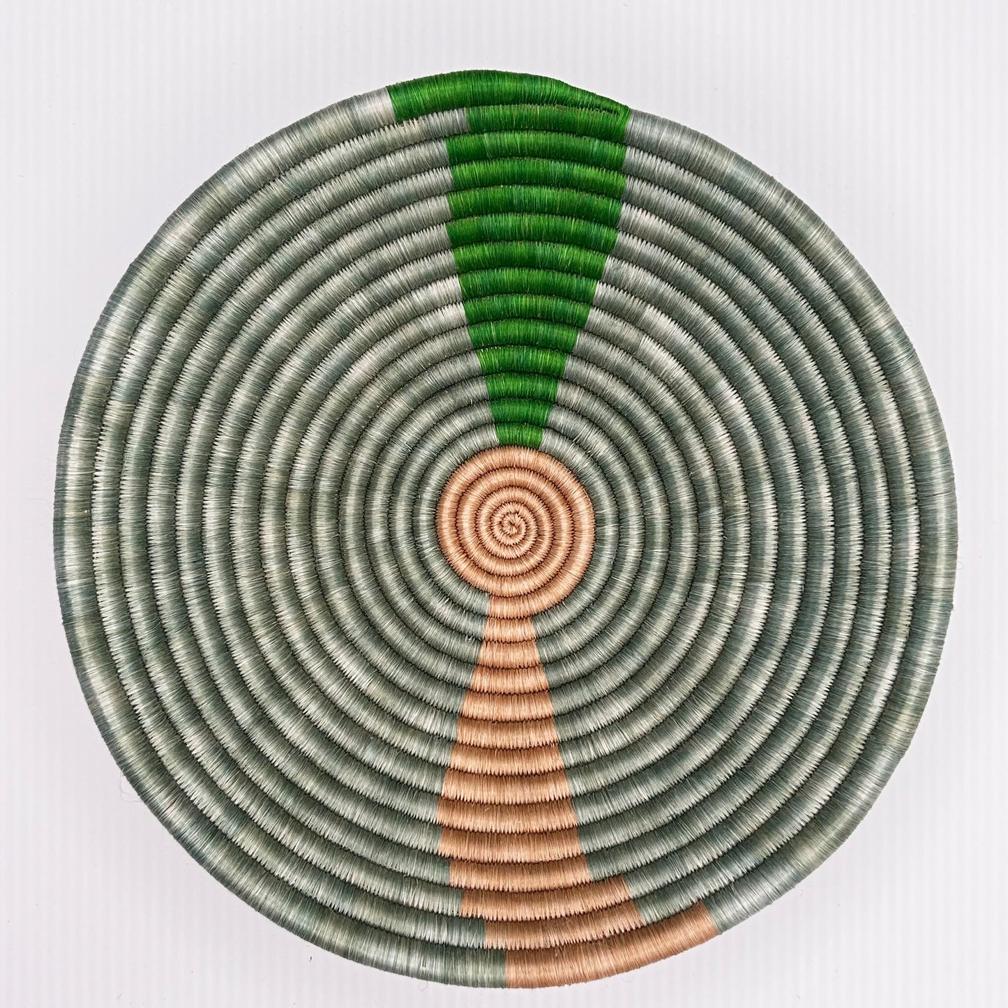 Bakuli Handwoven Bowl - Green & Beige - Medium