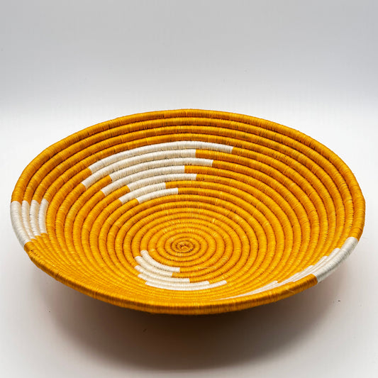 Bakuli Handwoven Bowl - Orange & White - Medium