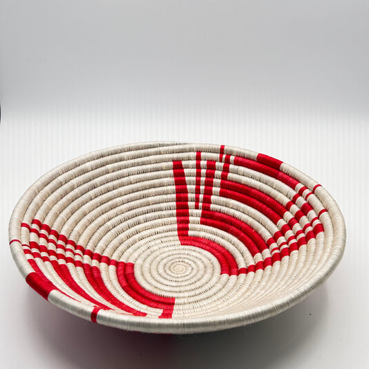 Bakuli Handwoven Bowl - Red & White - Medium