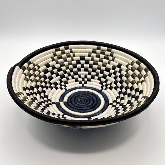 Bakuli Handwoven Bowl - Black & White - Medium