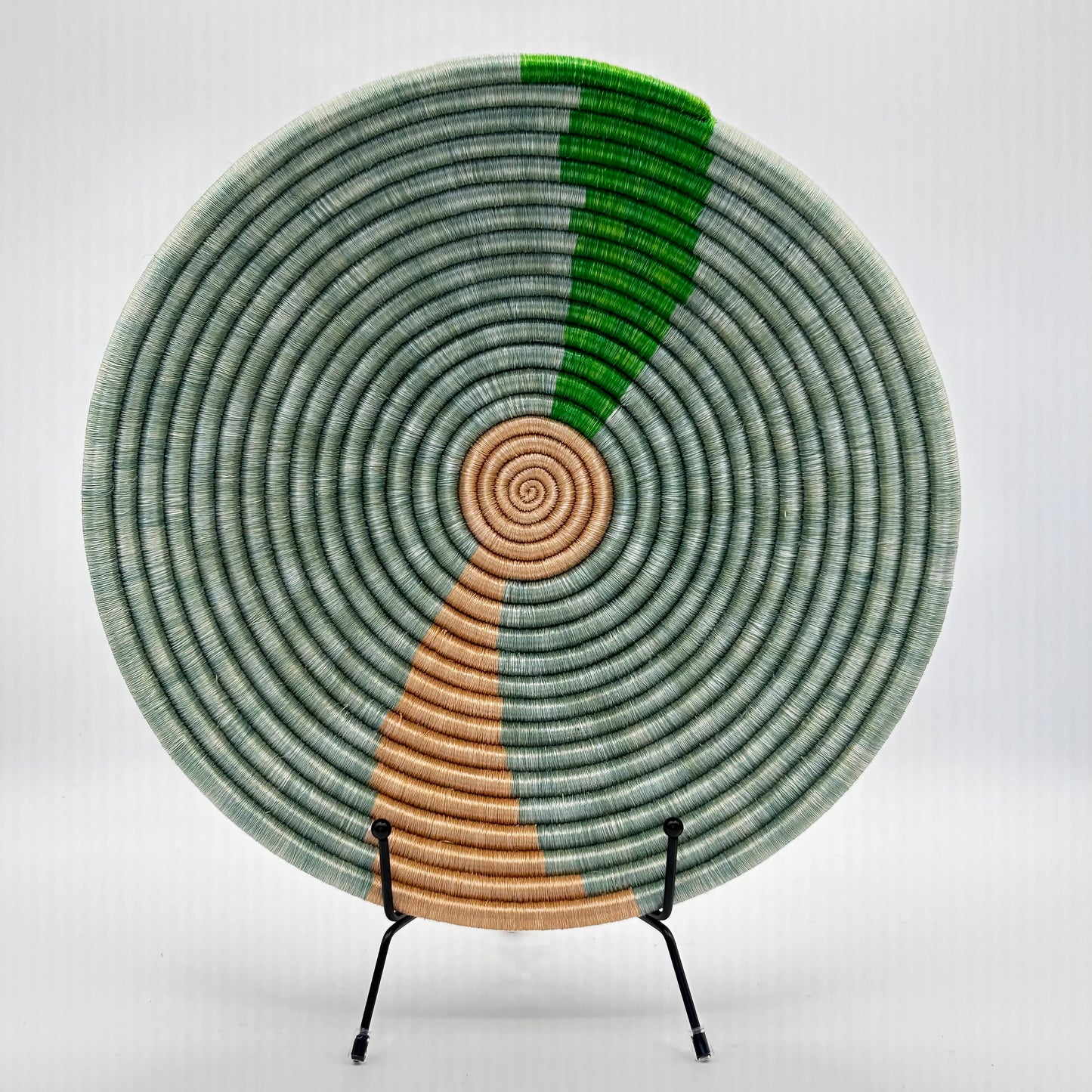 Bakuli Handwoven Bowl - Green & Beige - Medium