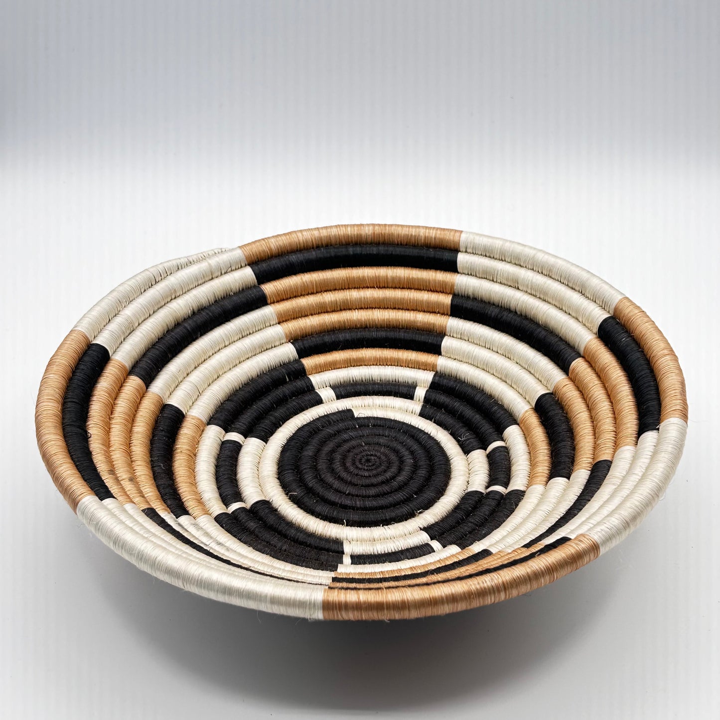 Bakuli Handwoven Bowl - Beige, Black, White - Medium