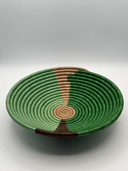 Bakuli Handwoven Bowl - Dark Green & Beige - Medium