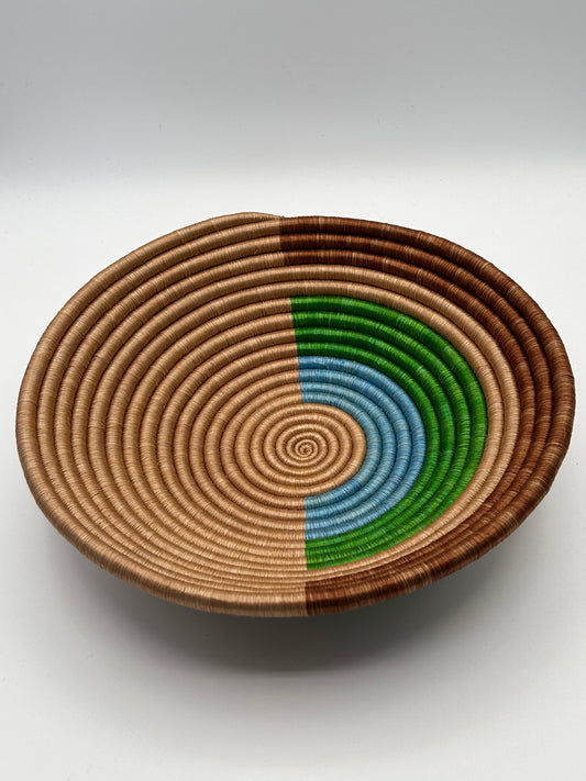 Bakuli Handwoven Bowl -Brown, Blue, Green - Medium