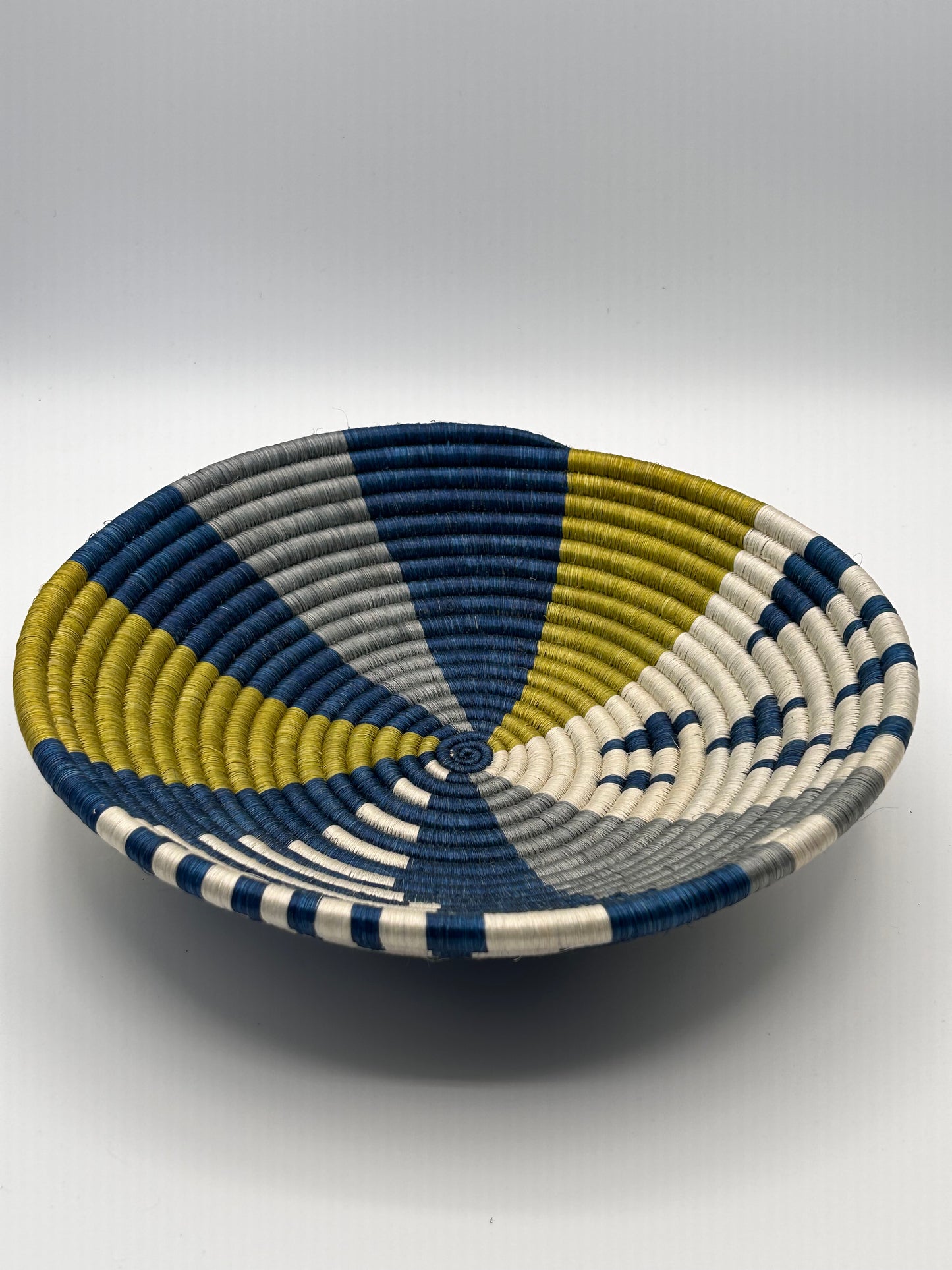 Bakuli Handwoven Bowl - Yellow & Blue - Medium