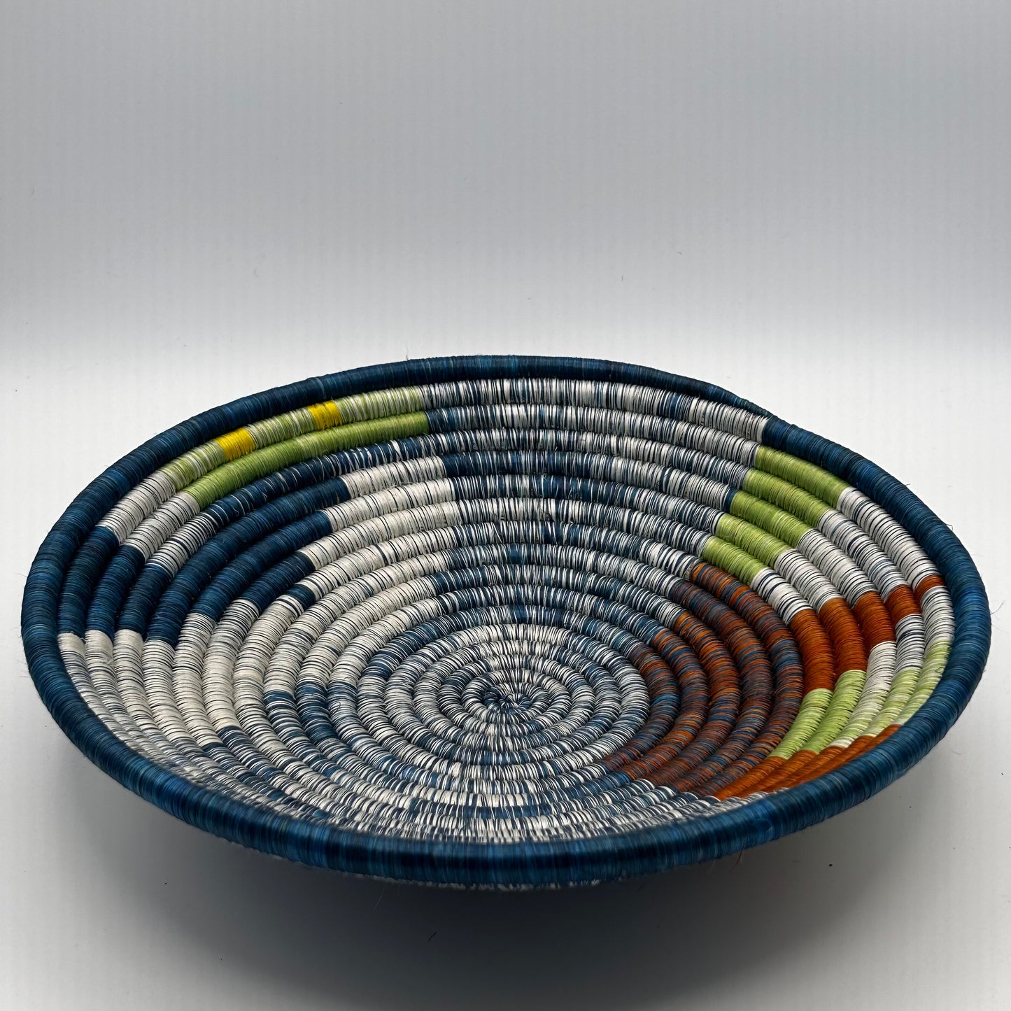 Bakuli Handwoven Bowl - Blue & Orange - Medium