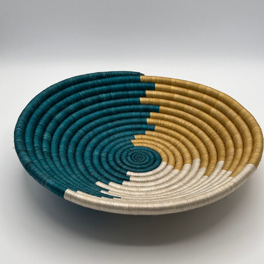 Bakuli Handwoven Bowl - Beige, Blue, White - Medium