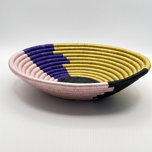 Bakuli Handwoven Bowl -Pink & Yellow - Medium