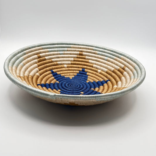 Bakuli Handwoven Bowl - Blue & Beige - Medium