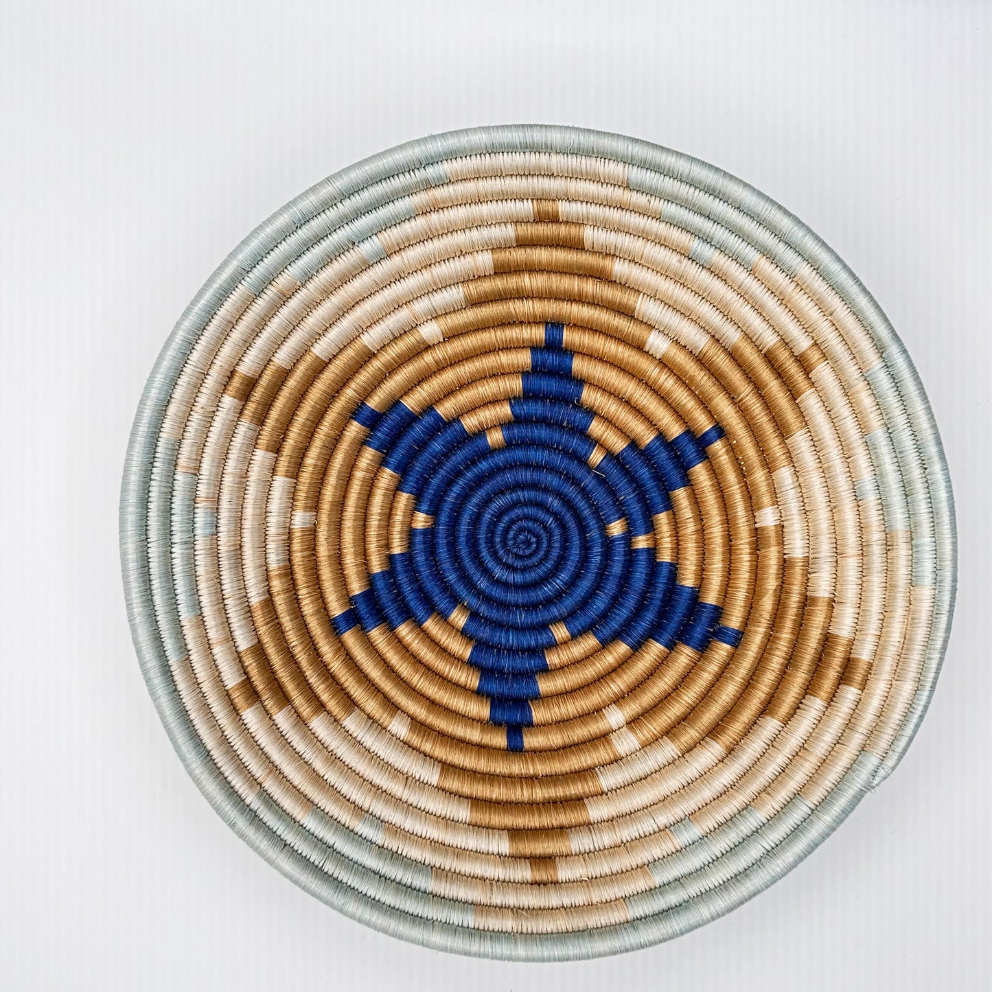 Bakuli Handwoven Bowl - Blue & Beige - Medium