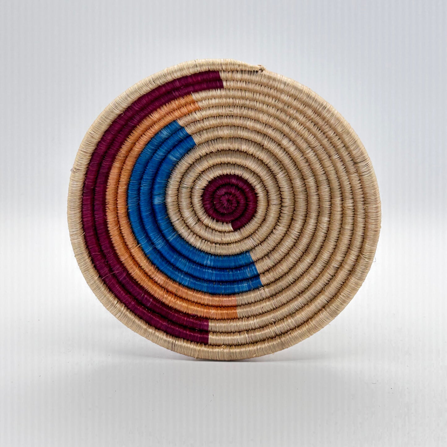 Bakuli Handwoven Bowl -Maroon Stripe Mini