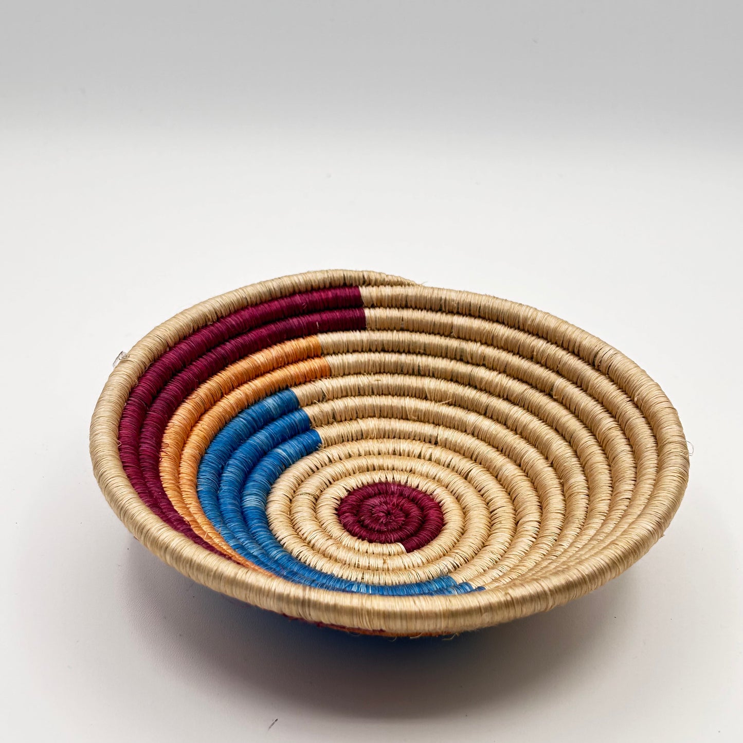 Bakuli Handwoven Bowl -Maroon Stripe Mini