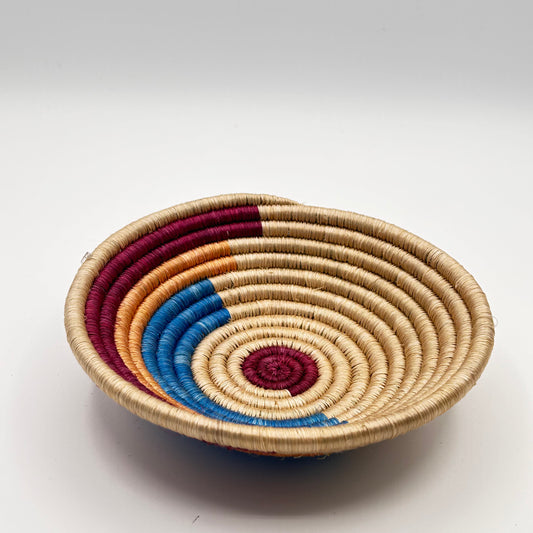 Bakuli Handwoven Bowl -Maroon Stripe Mini