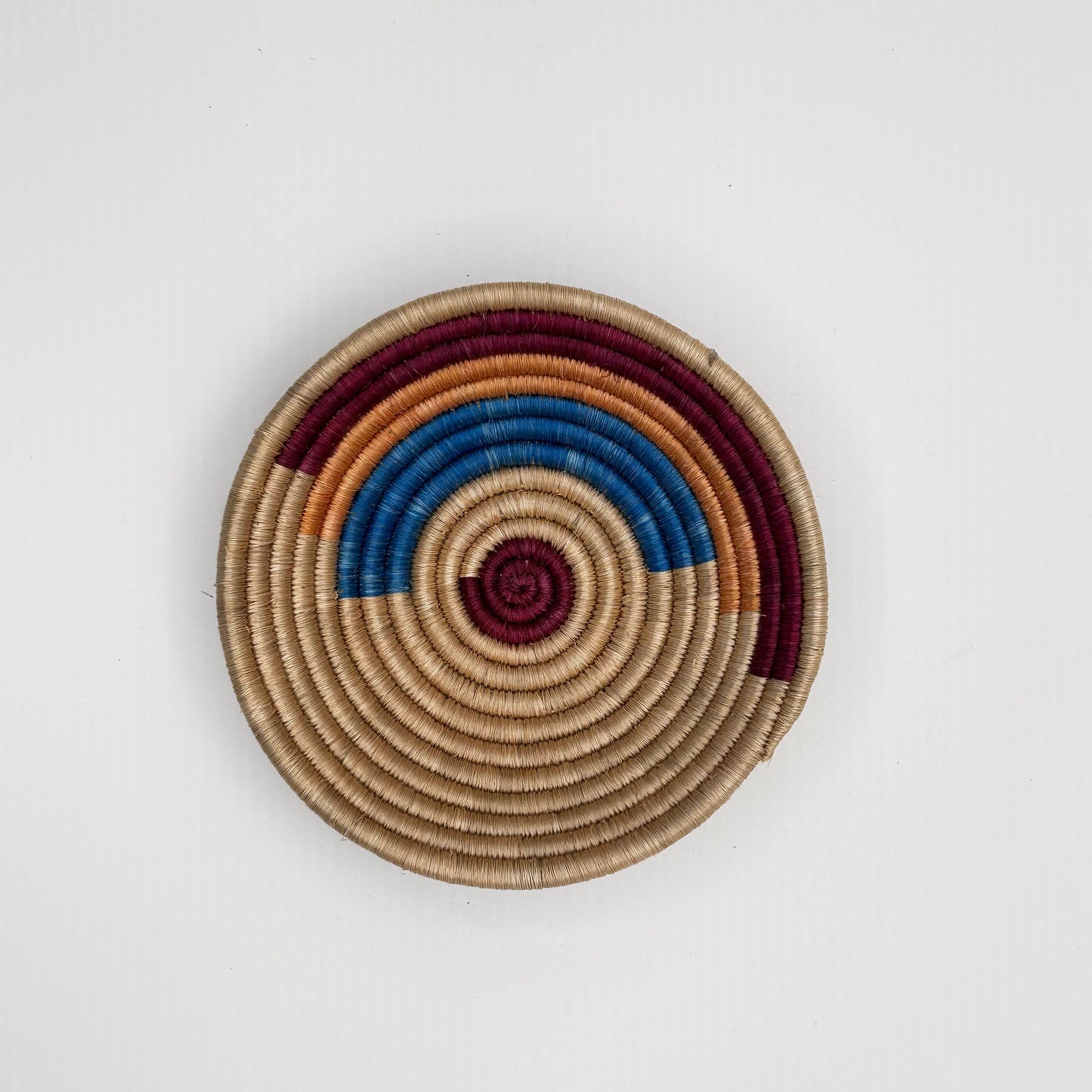 Bakuli Handwoven Bowl -Maroon Stripe Mini