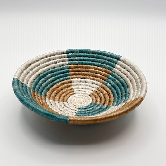 Bakuli Handwoven Bowl - Beige & Turquoise  Mini