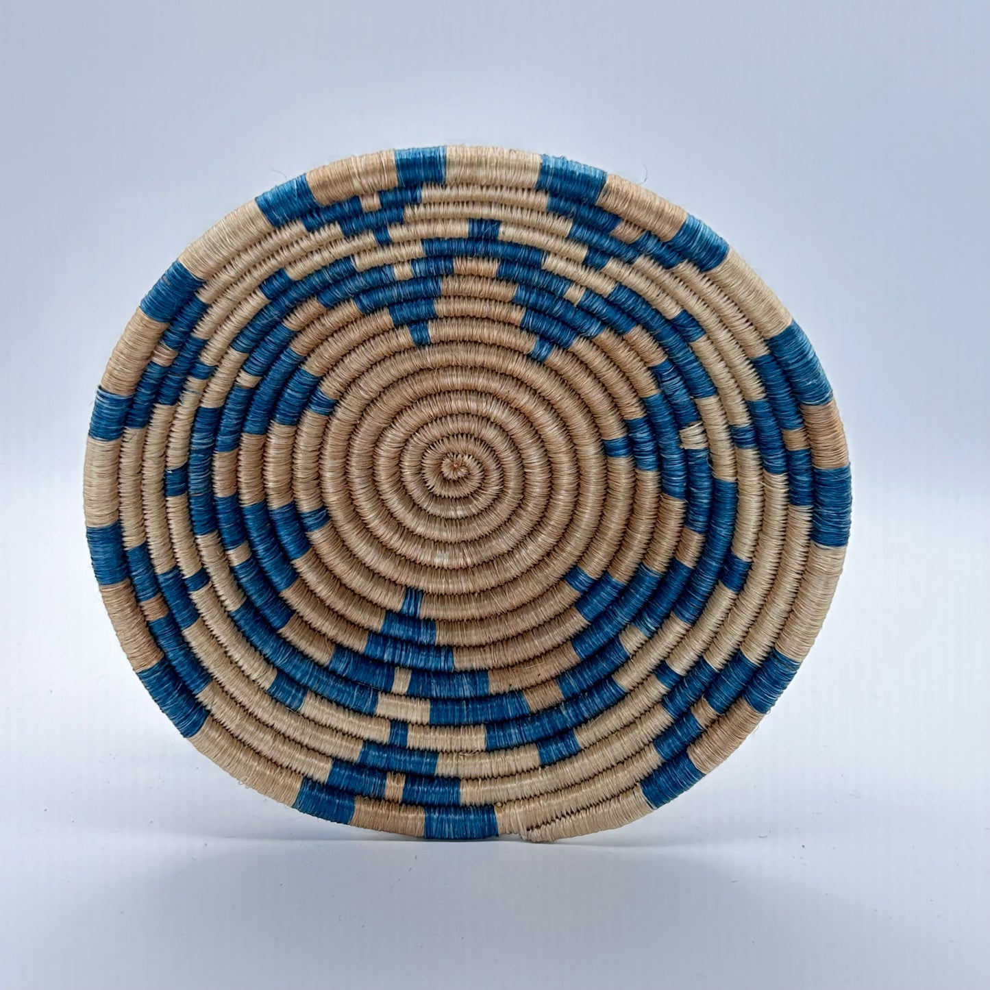 Bakuli Handwoven Bowl - Beige & Blue  Mini