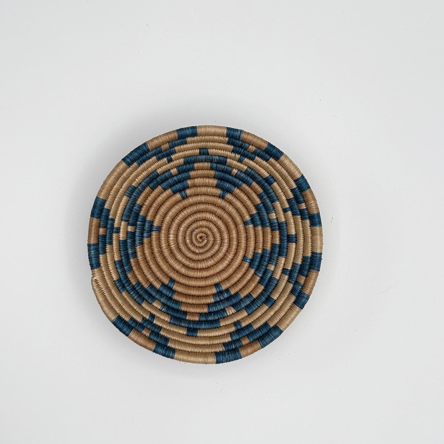 Bakuli Handwoven Bowl - Beige & Blue  Mini