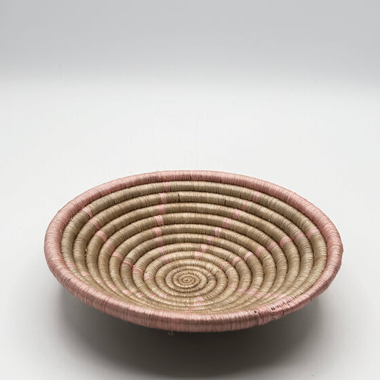 Bakuli Handwoven Bowl - Beige & Fuscha Mini