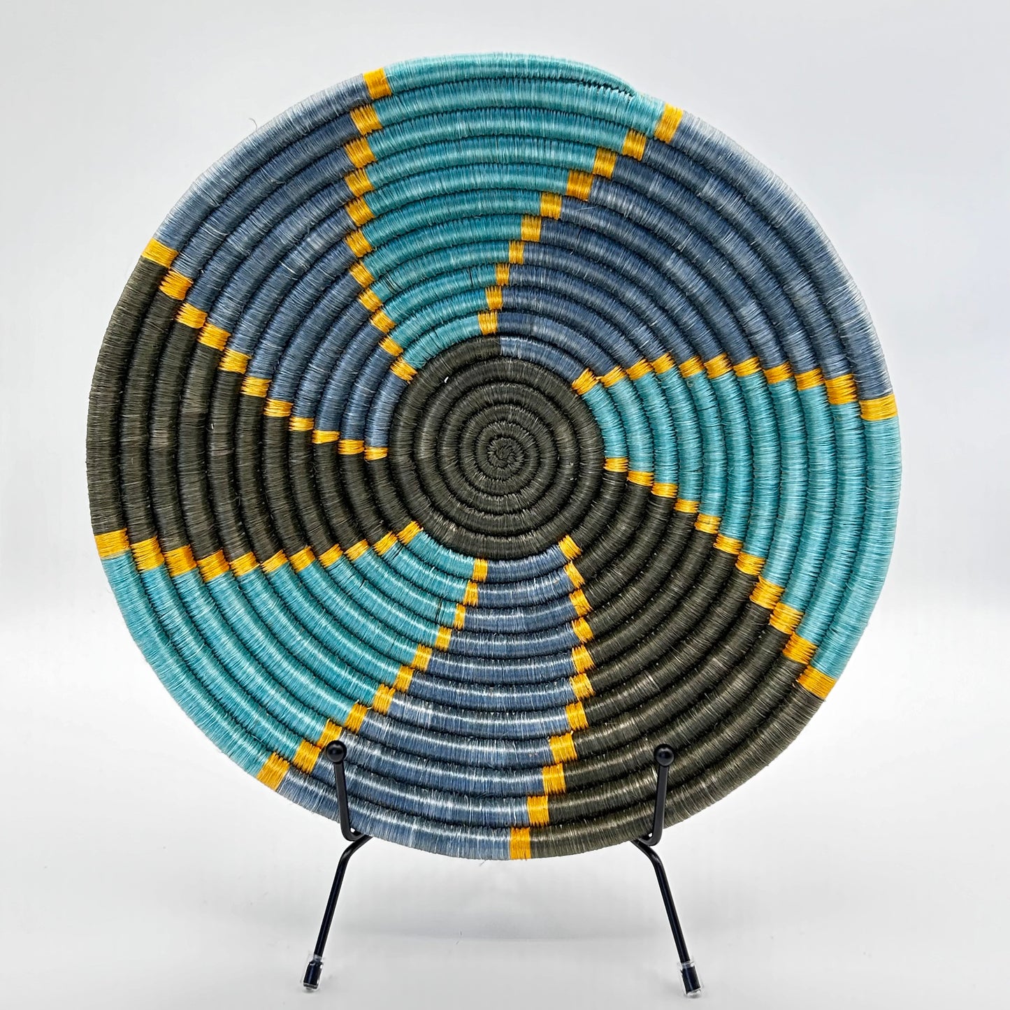 Bakuli Handwoven Bowl - Grey, Yellow, Blue - Small