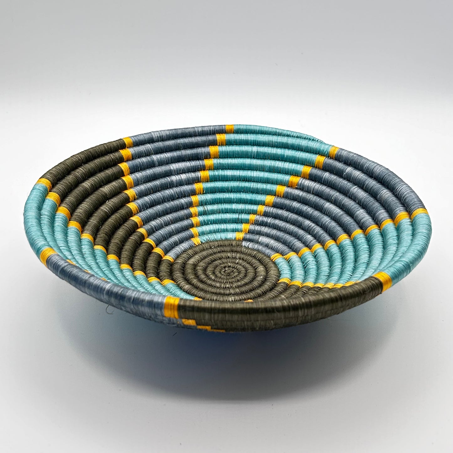 Bakuli Handwoven Bowl - Grey, Yellow, Blue - Small