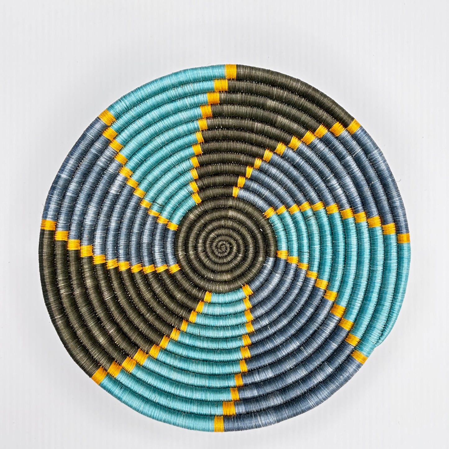 Bakuli Handwoven Bowl - Grey, Yellow, Blue - Small