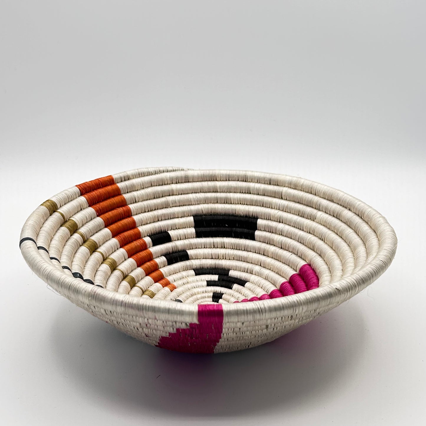 Bakuli Handwoven Bowl - Pink & White - Small