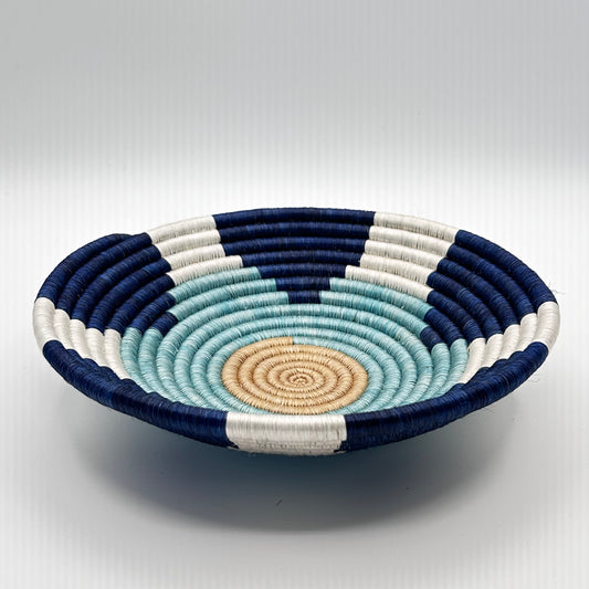 Bakuli Handwoven Bowl - Blue & White - Small