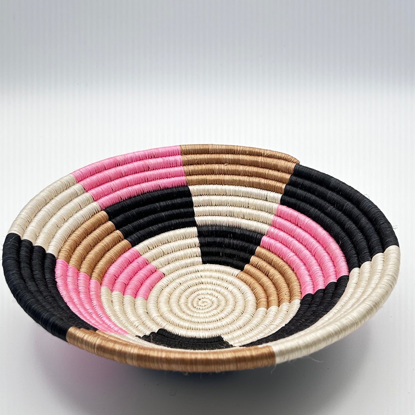 Bakuli Handwoven Bowl - Pink, Brown, White - Small