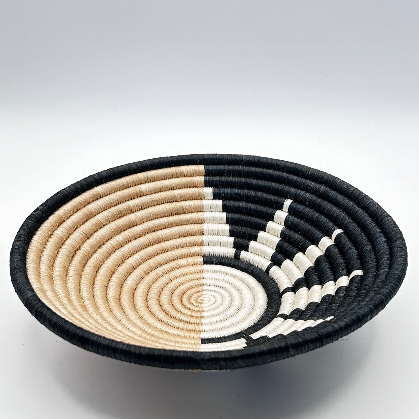 Bakuli Handwoven Bowl - Beige, Black, White - Small