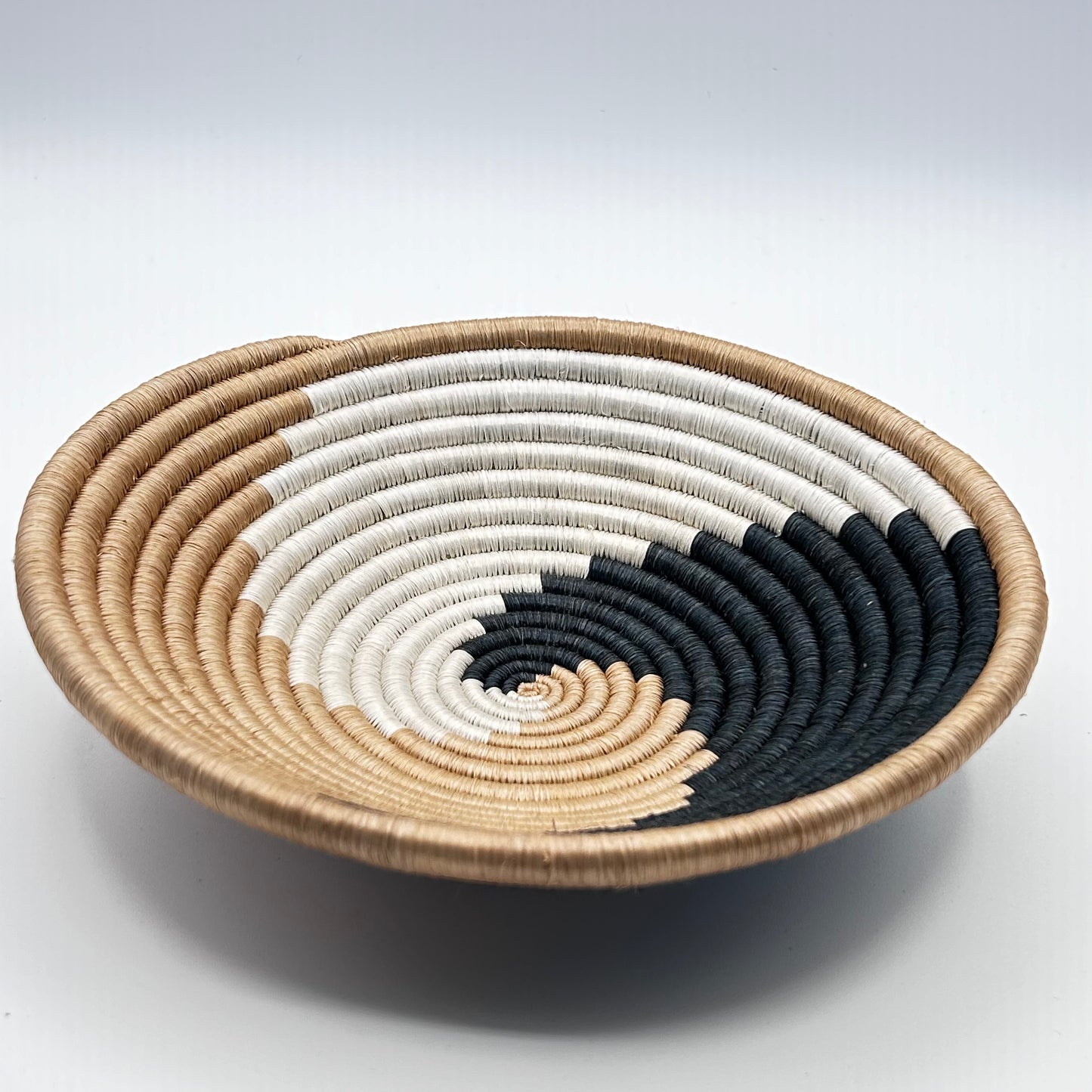 Bakuli Handwoven Bowl - Beige, Black, White - Small